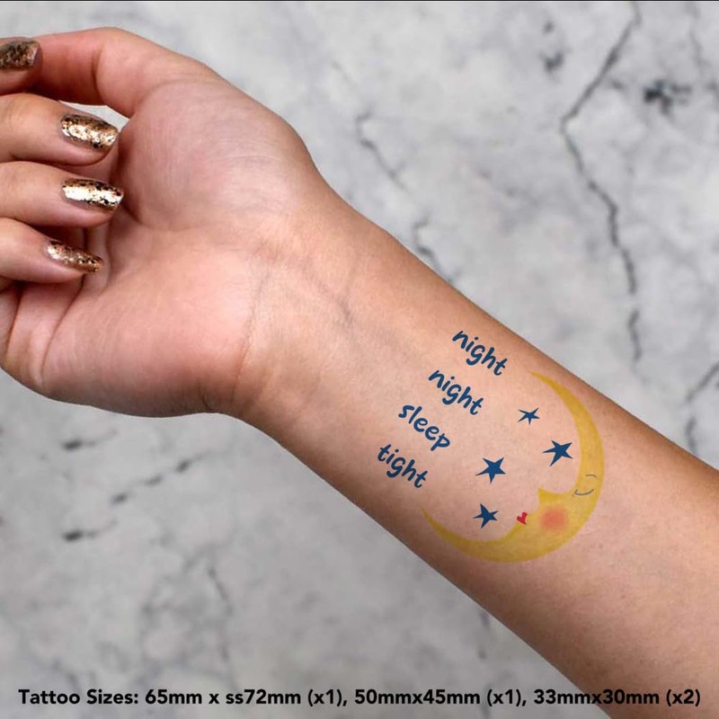 4 x 'Night Night Sleep Tight' Temporary Tattoos - Water