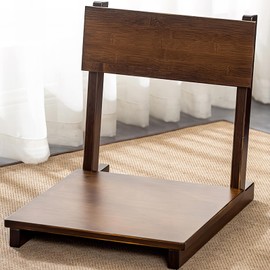 FHISD Tatami Chair, Portable Meditation Floor Chair with Backrest Support, Accent Bamboo Lazy Backrest Chair for Living Room, Bedroom, Bay Window, Walnut