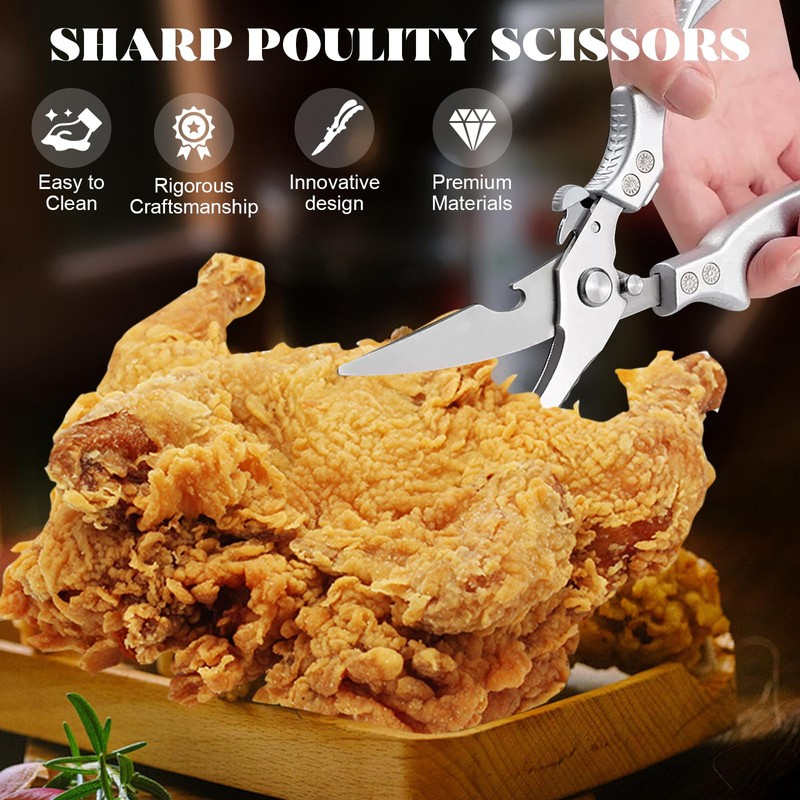 SiXingHardware-Kitchen Pro Shears-Heavy-Duty Stainless Steel Kitchen Scissors For Poultry, Meat,