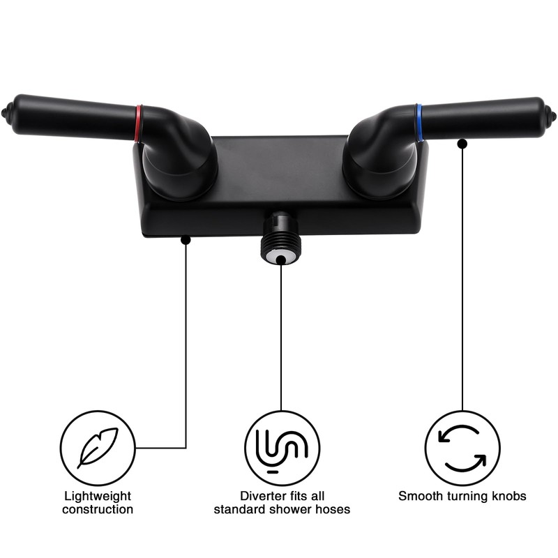 RV Shower Faucet - 4" Dual Lever Shower Valve Diverter