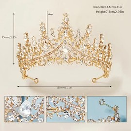ASTRUE Crystal Crown and Tiara For Women - Rhinestone Headband For Princess Girls,Bridal Hair Accessories For Weddings Birthday (Silver&Gold Plated, One Size)