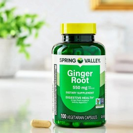Unbranded Spring Valley Ginger Root Dietary Supplement Capsules for Digestive Health, 550