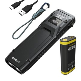 Nitecore EDC23 + NC10000 - EDC23 Saber Ultra Slim Pocket EDC Flashlight -2500 Lumens W NC10000 10,000mAh Lightweight PowerCharger and Eco-Sensa USB C Charging Cable