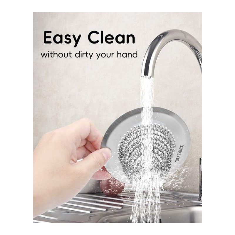 TRAPMATE Kitchen Sink Drain Strainer & Sink Stopper, Revolutionary Stainless