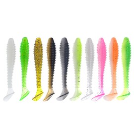 50Pcs Soft Plastic Lures 1# Paddle Tail Swimbaits Lures Shad Bait Pike Fishing Lures Perch Trout Bass - Random Colors