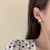 MOUP Simple Design Pearl Earrings, Popular for Allergy Metals, Silver