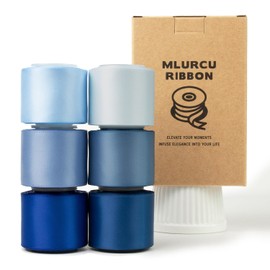 Blue Ribbon 1-1/2 Inch Double Faced Satin Ribbons - Dusty, Royal, Navy, Light, Mist, Antique Blue for Gift Wrapping, Flower Bouquet, Wedding, Baby Shower Decor, Hair Bows, Crafts - 30Yds