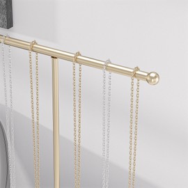 Justsoso Metal T-Bar Necklace Holder Stand, Necklace Hanging Display Stand, Tabletop Jewelry Organizer Stand for Necklace Bracelet Earring Display (Gold With Solid Acrylic Base)