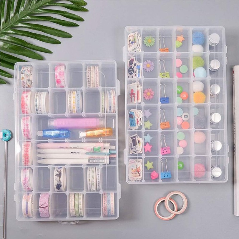 UKKQES 36 Grids Clear Stackable Plastic Organizer Storage Box Container