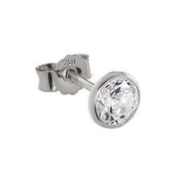NKlaus Single Stud Earrings 5.3 mm White Gold 750 Gold Earrings 18 Carat Crystal Zirconia White 2610, enamel