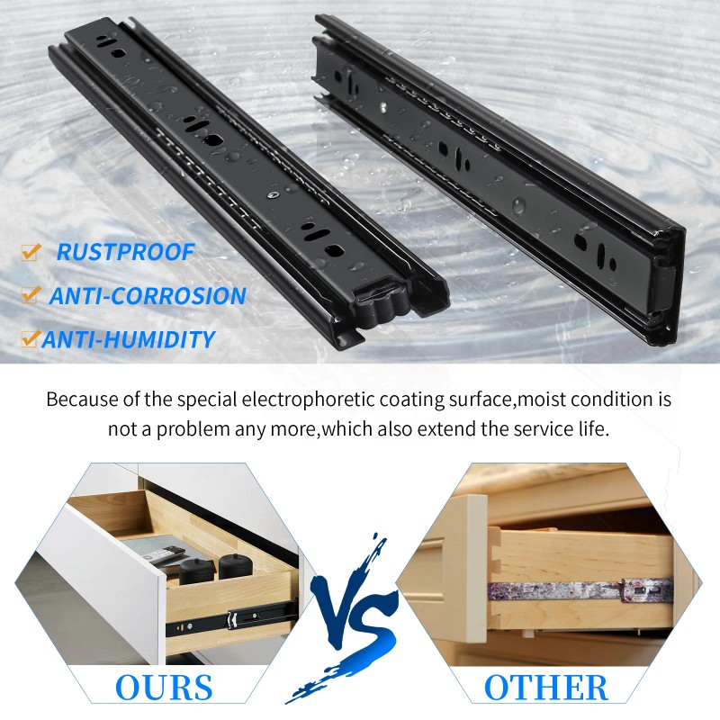 1 Pair Full Extension Drawer Slides Side Mount 4-24 Inch