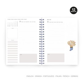 Miquelrius - Course Agenda 23-24, September 2023 to August 2024, 12 Months, Size 15.5 x 21.3 cm, Daisy, Multilingual: EN, SP, PT, IT, FR, DE