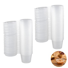 Pack of 100 Deli Containers, Plastic Cups with Lids, Small Containers with Lids, Mini Tins with Lid, 1 oz Food Storage Containers, Leak-Proof, for Sauces, Dips, Spices, Ketchup Salads (25 ml)