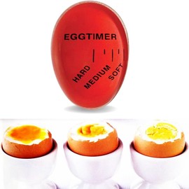 ProBytes Egg Timer - Colour Changing Indicator, Soft-Medium-Hard Perfect Boiled Eggs, Sits in Boling Water, Simple & Easy Kitchen Tool, Food Art & Craft, Heat Sensitive Acrylic - Clear Red 1 Piece