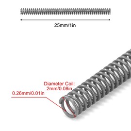 GUNGY Compression Spring Stainless Steel Spring Compression Springs 25 mm Wire Diameter 0.26 mm Outer Diameter 2 mm Length 25 mm Maximum Spring Force 0.26 kg Pack of 20