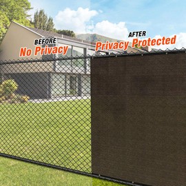 i COVER 5x50ft Fence Privacy Screen, Heavy Duty Privacy Fence Screen, Outdoor Shade Cloth Mesh Barrier, Cable Zip Ties Included, Brown