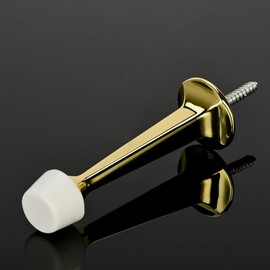 HOMOTEK 3 Pack Heavy Duty Solid Rigid Door Stop with Soft Rubber Tip, Zinc Die Cast Door Stopper Protect Wall & Door, Gold