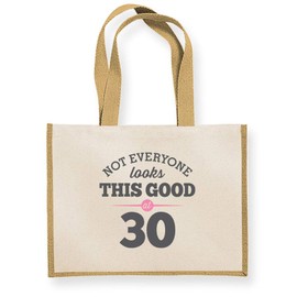D Design Invent Print! 30th Birthday Gift Bag 30 Gift Present for Women Tote Shopping Bag 42cm x 33cm x 19cm (Natural)