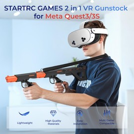 Upgraded VR Gun Stock for Meta Quest 3S/Quest 3, Magnetic VR Accessories for Oculus Quest 3, Controller Grips with Shoulder Straps for Enhance Control Feel, Realistic FPS Gaming Experience