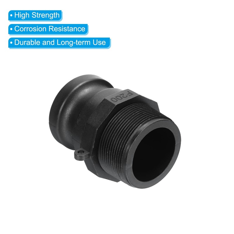 PATIKIL ポリカムロックフィッティング 2個セット 2" パートFメスアダプター x メススレッドカムグルーブホースフィッティング ポリプロピレン製カムロックフィッティング 黒