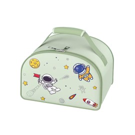 Soulnioi Lunch Box Bento Box Bag for Kids, Insulated Lunch Bag Box for Boys and Girls, Portable Meal Tote Kit, Space Astronauts Themed Lunch Box Bag (Green)