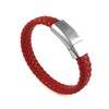 Mens Womens Stainless Steel Red Braided Leather Thick Lock Bracelet