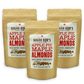 Sugar Bob’s Finest Kind, Vermont Apple Pie Maple Sugar Almonds, Slow Roasted Almonds Coated in Traditional Apple Pie Spices, 2.5 oz (Pack of 3)