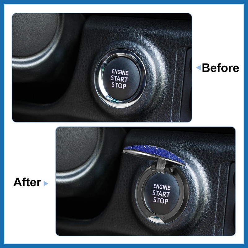 A ABSOPRO Crown Pattern Bling Car Start Stop Engine Button