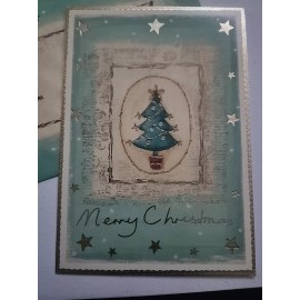 Unbranded Christmas Greeting Card Green Christmas Tree Stars