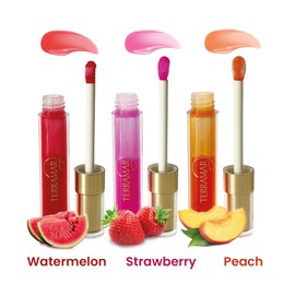 Terramar - Fruity Collection of Moisturizing Oils for Lips: Watermelon, Peach and Strawberry. Moisturizing – Gloss and Translucent Colour – 3.5 g each – Pack of 3.