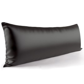Zenssia Side Sleeper Pillow Cover 40 x 145 cm, 1 Piece - Satin Pillowcase Soft as Silk Pillowcase 40 x 145 cm, Hair and Skin Care with Zip, Black