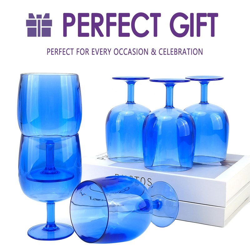 yongzhenlite Set of 6 Acrylic Wine Goblets,12 oz plastic Wine