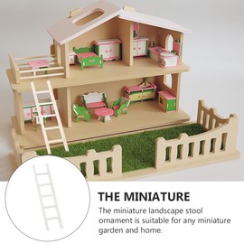 2pcs Small Wooden Ladder Fairy Toy Mini Furniture Woody Toy Wooden Toy Miniature Mini Ladder White