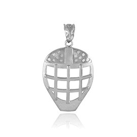 Claddagh Gold 925 Sterling Silver Hockey Goalie Mask Sports Pendant