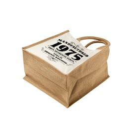 50th Birthday Tote Bag Gifts for Women - Cotton Jute Shoulder Bag, Reusable Bags for Shopping, Gift bags, Book Bag, Travel Bag, Shopper Bags - Manufactured 1975 - NAT-S