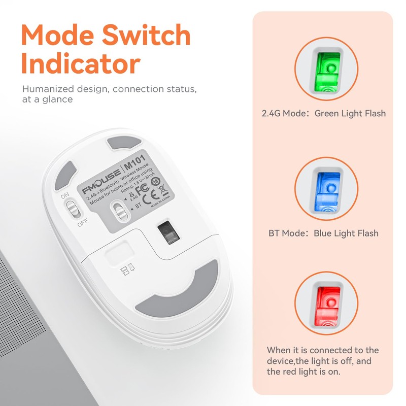 FMOUSE Lindo Mouse Bluetooth, Inalámbrico con tecnología 2,4 GHz, Ratón