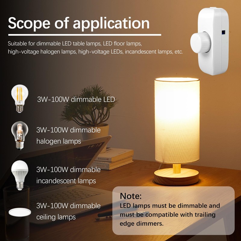 Aroidful 3-100W LED Dimmer 220V-240V Dimmable LED Dimmer for Dimmable