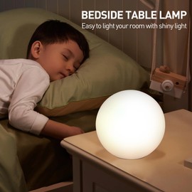 NewBiz Bri 7.8 Inch Ball Table Lamp with Glass Shade Stylish Ball Light Lamp for Bedroom Living Room and Bookshelf Modern Design Perfect for Home Decor, Without Bulb