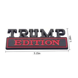 Mandark 2PCS Trump Edition Car Emblem, 3D Metal Vehicle Badge Decal, Strong Adhesive Auto Sticker Replacement Accessories for Side Rear Front Hood Trunk Door, Universal for Most Cars (Black/Red)