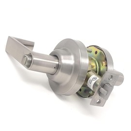 MiLocks Commercial Door Lever Lock, Grade 1 Lockset Cylindrical Lever Industrial Heavy-Duty Locking Door Handles for Office (Entry, Satin Nickel)