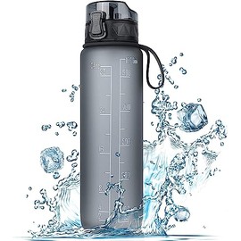KGOGO Water Bottle 1 Litre Sports Water Bottle [BPA Free] Drinking Bottle with Non-Slip Rubber Grip Suitable for Bike, Outdoor, School, Gym