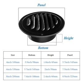 8 Inch Round Vent Cover, Stainless Steel Air Vent Built in Screen Mesh for Bedroom, Kitchen, Bathroom, Garage, Office, Warehouse and Attic Ventilation