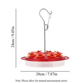 Red Transparent Bottom Hummingbird Feeder with 8 Feeding Ports Garden Bee Proof Hanging Feeder for Outdoor Bird Feeding