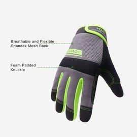 HLDD HANDLANDY UltraLight Safety Work Gloves for Men&Women Mechanic Driver Gardening Gloves Touchscreen (Medium, Green)