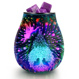 INRORANS Fairy Wish Tree Electric Oil Warmer Led Colorful 3D Glass Wax Melt Burner Fragrance Melter for Home Office Bedroom Living Room Gifts & Decor…