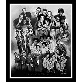The Art Depot Motown Legends (A Tribute to Motown Music) by Wishum Gregory, (26x22 inches - Black Frame)