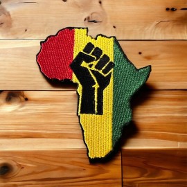African Continent With Black Panther Fist of Power patch
