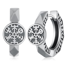 Viking Earrings Men 925 Sterling Silver Viking Hoop Earrings Vintage Viking Jewelry for Men Women, Sterling Silver, No Gemstone