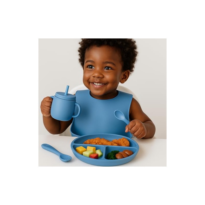 BPA-Free Premium Silicone Bowl and Plate Set, Non-Toxic Eco-Friendly Baby