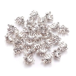 Craftdady 100Pcs Tibetan Antique Silver Lucky Elephant Dangle Charms 12x14mm for DIY Jewelry Making With 1mm Hole